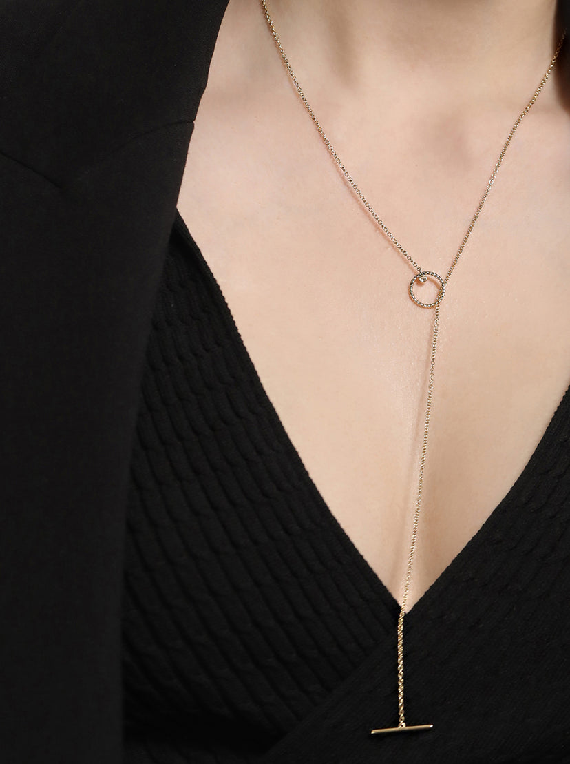 Solid gold clearance lariat necklace