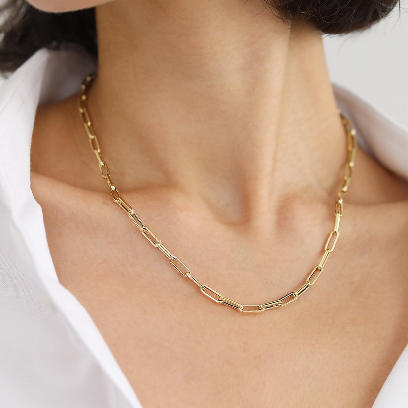 NYRELLE Bold Link Chain Necklace / 18K Solid Gold White / 18K / 45cm