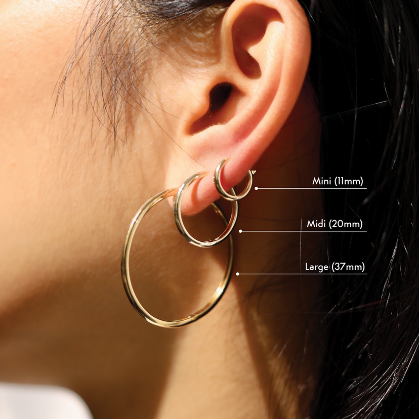 NYRELLE Midi Hoop Earrings / 9K and 18K Solid Gold
